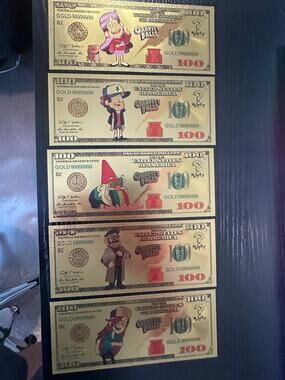 Gravity Falls 5 Piece Gold Foil Novelty Note Set Dipper Mabel Wendy
